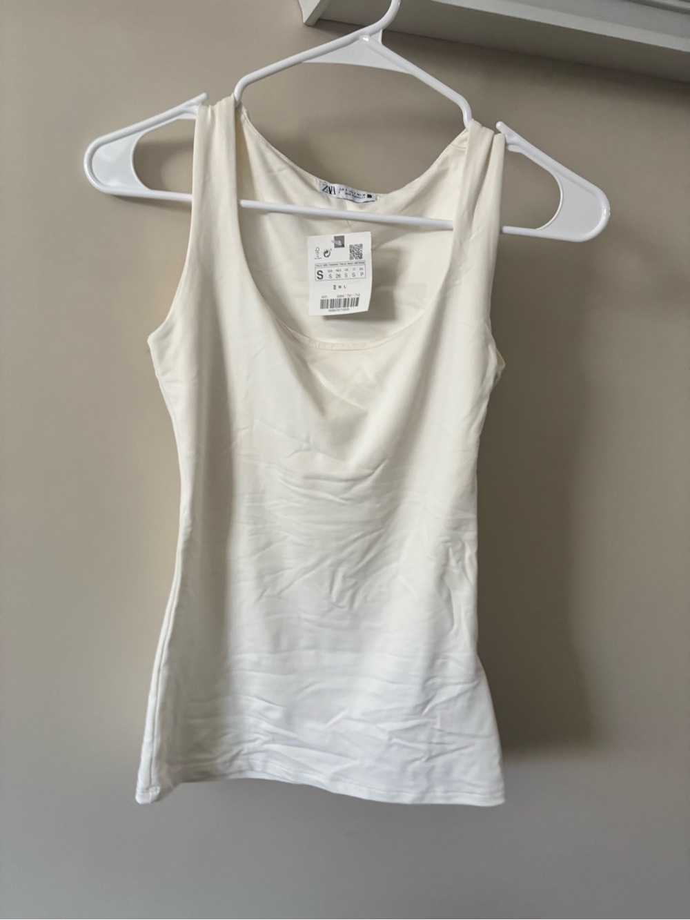 Zara White Scoop Neck Tank Top